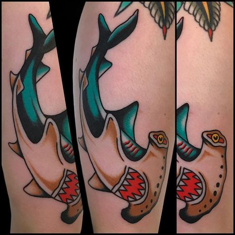 American Traditional Hammerhead, Traditional Hammerhead Shark Tattoo, Ocean Animals Tattoo, Hammerhead Tattoo, Sleeve Filler, Hammerhead Shark Tattoo, Tattoo Sleeve Filler, Shark Tattoo, Traditional Flash