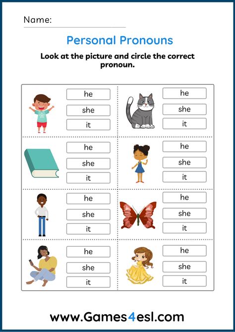 Download these pronoun worksheets and use them in class today. Below you'll find a collection of free PDF worksheets for teaching English pronouns. The Pronoun Worksheets For Kindergarten, Pronouns Worksheet For Kindergarten, In And Out Worksheet, Pronounce Worksheet, Pronouns Worksheet Grade 1, Pronoun Worksheets For Grade 1, Pronouns Worksheet For Class 2, Personal Pronouns Activities, Free Pronoun Worksheets