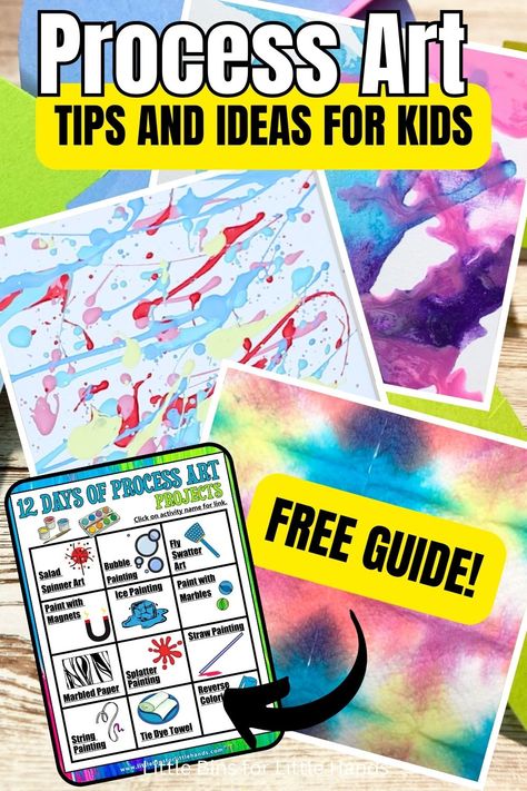 What Is Process Art Little Bins for Little Hands #artforkids Easy Process Art, Ice Cube Painting, Process Art Preschool, Open Ended Art, Ice Painting, Salt Painting, Art Examples, Bubble Painting, Rainbow Painting