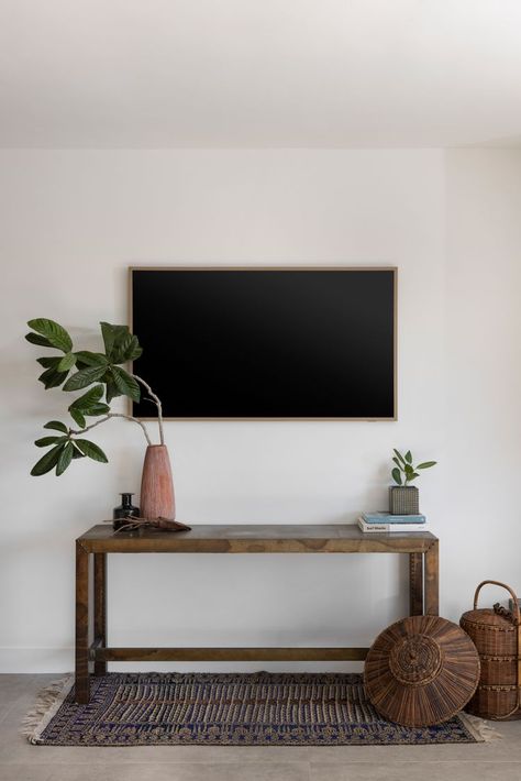 How to Style a TV Console Like a Designer Decorate Tv Console, Style A Tv Console, How To Decorate Tv Console, Decorate A Tv Console, Styling Tv Console, Table Under Tv, Console Table Under Tv, Pure Salt Interiors, Under Tv