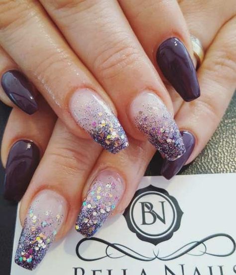 Unghie Nail Art, Nails Yellow, Nagellack Trends, Nails Polish, Trendy Nail Art, Nail Designs Glitter, Gel Nail Designs, Coffin Nails Designs, Purple Glitter