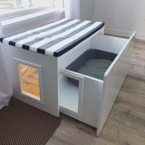 Outdoor Litter Box Enclosure, Ikea Hacks For Cats, Ikea Cat, Hiding Cat Litter Box, Diy Litter Box, Katt Diy, Hidden Litter Boxes, Diy Cat Litter Box Furniture, Katt Grejer