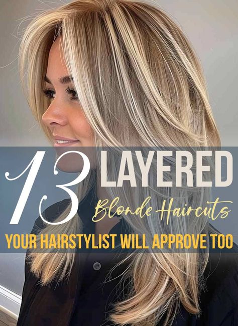 To achieve effortless style for any occasion, opting for a voluminous cut with fun layers is key. Today, I’d like to share some of the top blonde layered haircuts that are perfect for a fresh look. If you’re ready for a change, any of these options will be fantastic! Layered Hair Weave, Layered Volume Haircut, Mid Length Blonde Hair, Short Hair Thick, Angled Haircut, Thick Blonde Hair, Women With Curly Hair, Layered Blonde, Haircuts Shoulder Length