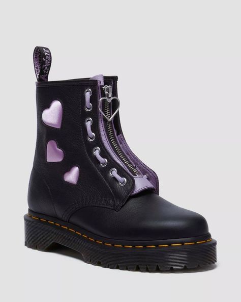 Heart Boots, Chelsea Boots Heel, Purple Boots, Patent Boots, Lace Socks, Doc Martens, Boots For Sale, Platform Boots, Boot Sandals