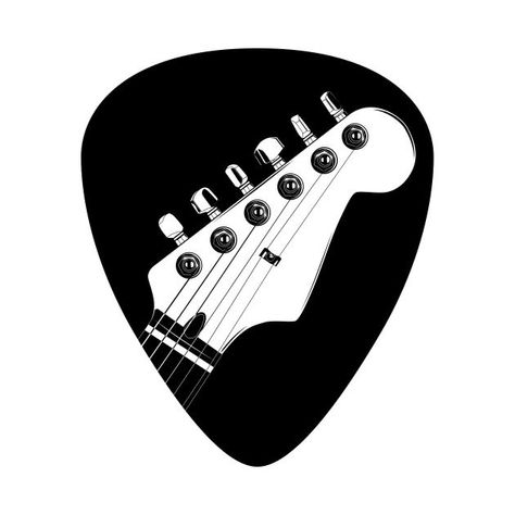 Pick Tattoo Guitar, Guitar Pick Design, Guitar Pick Drawing, Guitar Stickers Ideas, Guitar Pick Tattoo, Guitar Logo Design, Musician Decor, Guitar Pick Art, Headstock Design