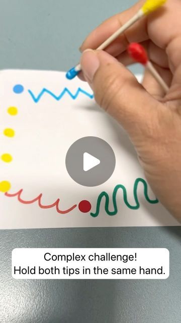 Cindy @ Your Kids OT ✏️🍪🇦🇺🐕 on Instagram: "PRE-WRITING AND FINE MOTOR CHALLENGE!   This activity was inspired by @mansiambaliya .  * Pre-writing - place coloured dots on a page, ask your child to draw pre-writing lines in the matching colour from one dot to the next. I’ve used a chalk dice to provide some line options. Work on pencil grasp, pencil control, visual spatial awareness, form constancy.  * Fine motor challenge - use Cotton tips (Q-tips) and colour in the ends to match your chosen colours. Trace the pre-writing lines but you can’t put down the cotton tips. You can make it even harder by keeping both cotton tips in one hand. Rotate, shift, use intrinsic finger muscles, inhand manipulate, separate the two sides of the hand, stabilise the ulnar side!   So many benefits to this a Pencil Control Activities, Pencil Grasp Activities, Visual Spatial, Pencil Grasp, Pencil Control, Spatial Awareness, Writing Lines, Pre Writing, Kids Writing