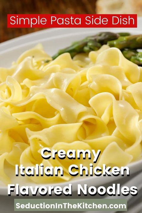 Chicken Flavored Noodles, Egg Noodle Side Dish, Recipes With Elbow Noodles, Flavored Noodles, Pasta Side Dishes Easy, Pasta Side Dish, Pasta Side, Egg Noodle Recipes, Creamy Italian Chicken