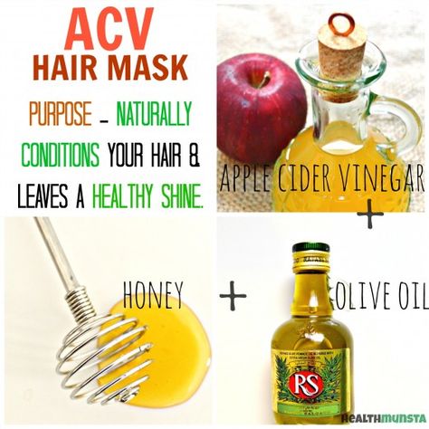 Smooth, silky and shiny hair is just a few steps away. This hair mask seriously gives you that just-stepped-out-of-the-salon sheen, for natural &healthy locks! Honey Olive Oil Hair Mask, Hair Mask With Coconut Oil, Apple Cider Hair, Acv And Honey, Acv Hair, Olive Oil Hair Mask, Diy Apple Cider, Curly Hair Mask, Best Apple Cider Vinegar