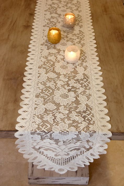 Lace Table Runners Ivory 13" x 120in Bouquet Succulent, Shabby Chic Party, Lace Table Runner, Lace Runner, Boda Mexicana, Lace Table Runners, Floral Tablecloth, Lace Table, Lace Tablecloth