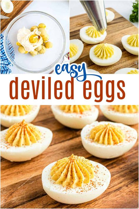 Deviled Eggs--the party and potluck standby that everyone needs to know how to make! This tried and true deviled eggs recipe walks you through every step of making the perfect egg-y snack. Easy Hard Boiled Eggs, Southern Deviled Eggs, Deviled Eggs Recipe Easy, Best Deviled Eggs, Deviled Eggs Easy, Deviled Eggs Classic, Classic Appetizers, Easy Bacon, Delicious Thanksgiving