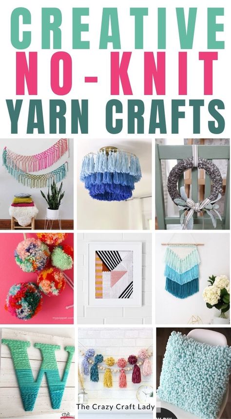 No Sew Crafts For Adults, No Knit Yarn Projects, Yarn Crafts For Adults Easy Diy, Quick Yarn Crafts, Yarn Projects No Knit, Off The Hook Yarn Projects, Diy Yarn Crafts Decor, How To Make Pom Poms, Diy With Wool