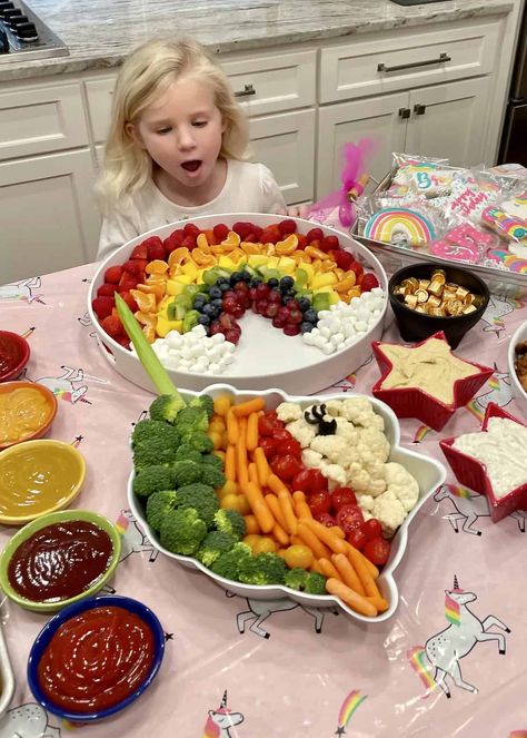 Unicorn Magic Birthday Spread by The BakerMama Unicorn Party Food Ideas, Budget Images, Unicorn Birthday Party Food, Food Ideas On A Budget, Rainbow Party Food, Birthday Spread, Unicorn Party Food, Rainbow Unicorn Birthday Party, Magic Birthday