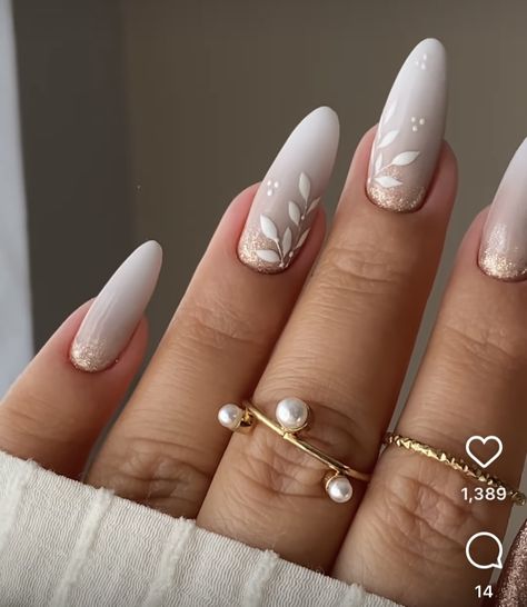 White Leaves Nails, Nails With Leaf Design, Leaf Nail Art Designs, Bridal Nails Designs, Spring Nail Designs, Nails Now, Brighter Days, Vibrant Nails, Pretty Nail Art Designs