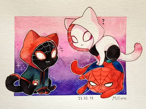 Spider-Man into the Spider-Verse by MilleBlanche on DeviantArt Spiderman Painting, Koi Watercolor, Spider Man Into The Spider Verse, Spiderman Art Sketch, Into The Spider Verse, Spiderman Artwork, Spider Art, Spiderman Pictures, Marvel Spiderman Art