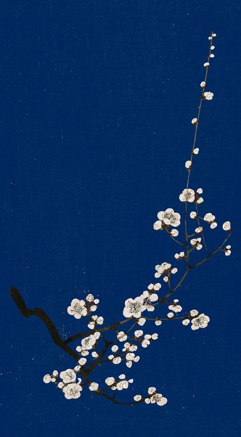 Traditional Japanese plum blossom mobile wallpaper, artwork remix from original print by Watanabe Seitei | premium image by rawpixel.com / Tong