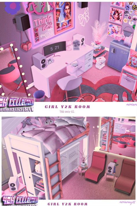 The Sims 4 CC's Y2K Pink Girl Bedroom. Custom Content was used. Download The Sims Resource. Download The Sims Resource. The Sims 4 CC's wooden cozy infant kids room. Custom Content was used. Download @thesimsresource  .#TS4 #growingtogether #sims4infants #sims4infant #CC #sims4cc #ccfinds #ts4cc #ts4lots #Y2K #TheSimsResource #sims4 #thesims4 @Moniamay72  #architecture #thesims4builds #TSR #cc Download link : https://www.thesimsresource.com/downloads/1705850 Sims 4 Weeb Room Cc, Sims 4 Girly Room, Sims 4 Cas Mirror Background, Sims 4 Bedroom Download, Sims 4 Cc Monster High Furniture, Sims 4 Y2k Bedroom Cc, Sims 4 Teen Girl Bedroom, Sims 4 Cc Teen Room Decor, Sims 4 University Dorm Cc