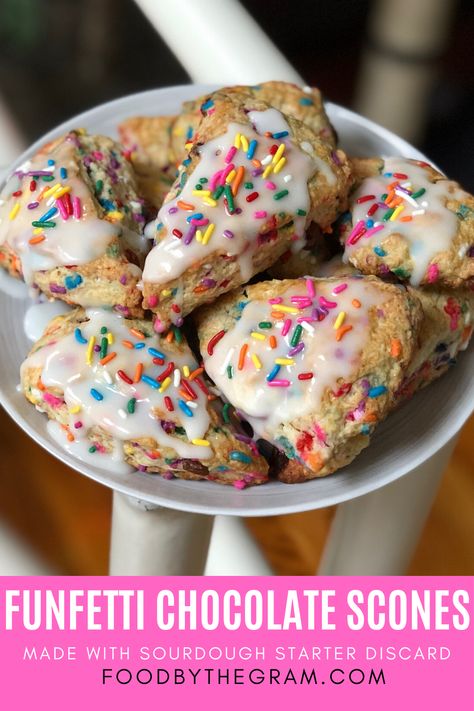 Made with sourdough starter discard, these scones are sweet, tangy, and DELICIOUS! Discard Scones, Sourdough Discard Scones, Sourdough Scones, Chocolate Sourdough, Sourdough Starter Discard, Mini Scones, Funfetti Cookies, Chocolate Scones, Discard Recipes