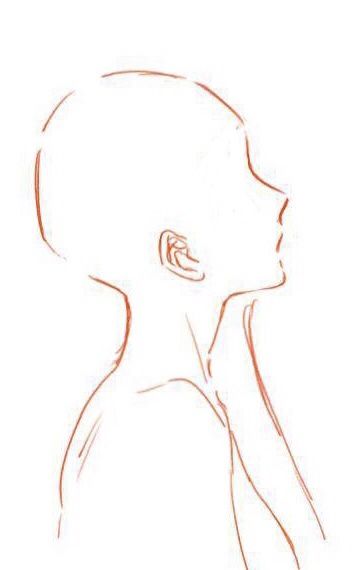 Side Profile View Reference, Drawing Reference Poses Side Profile, Body Base Drawing Side Profile, Side Pfp Hair Drawing, Anime Side Body Reference, Anime Base Side View, Anime Base Side Profile, Female Head Side View Drawing, Side View Profile Drawing