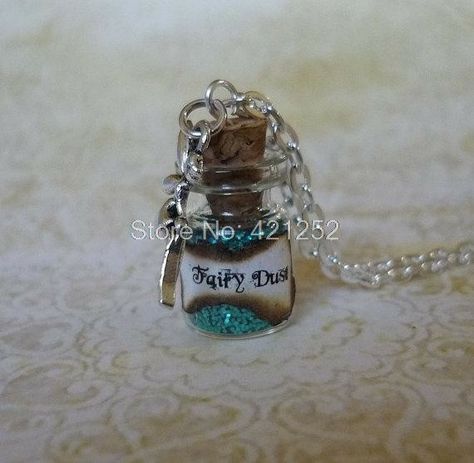 Fairy Dust Necklace, Glass Bottle Necklace, Fairy Charms, Green Fairy, Bottle Pendant, Fairy Jewelry, Bottle Necklace, Fairy Dust, Pixie Dust