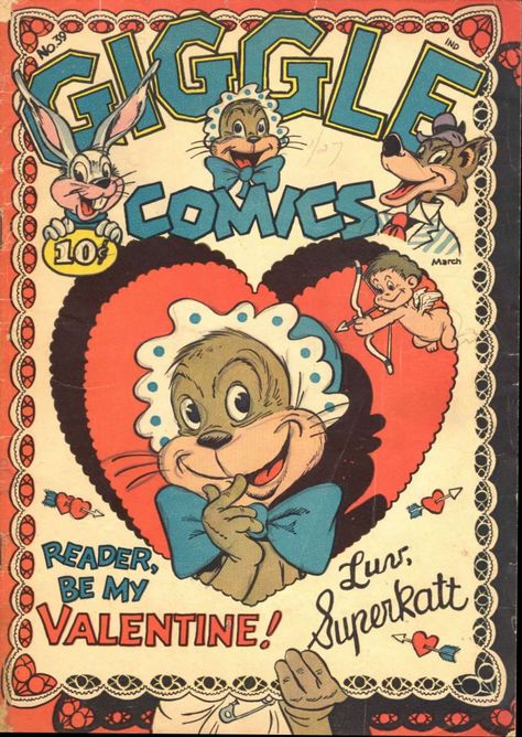 Comic Book Cover For Giggle Comics #39 Childrens Valentines, Traditional Tattoo Flash, Classic Comics, American Comics, Gig Posters, Angels And Demons, December 4, Vintage Comics, Cute Comics