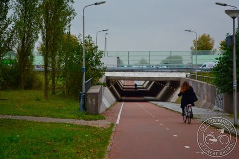 Cycling underpass, Delft, NL Pedestrian Underpass Design, Pedestrian Tunnel Design, Pedestrian Tunnel, Under Bridge, Pedestrian Crossing, Speculative Design, Underground Tunnels, Bike Lane, Street Design