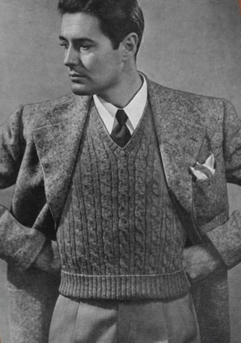 Men's Vintage Sweater Vest History 1910s, 1920s, 1930s, 1940s 1920 Men, 1940s Mens Fashion, Vest Knitting Pattern, 1930s Men, 1950s Mens Fashion, 1920s Mens Fashion, 1920s Men, Men's Waistcoat, Sweater Vest Mens