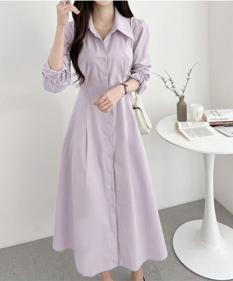 New Casual Frock Designs, Dress Korean Style Simple, Korean Long Dress, Long Dress Korean Style, Dress With Shirt, Stylish Short Dresses, Clueless Outfits, Modest Dresses Casual, Cute Dress Outfits