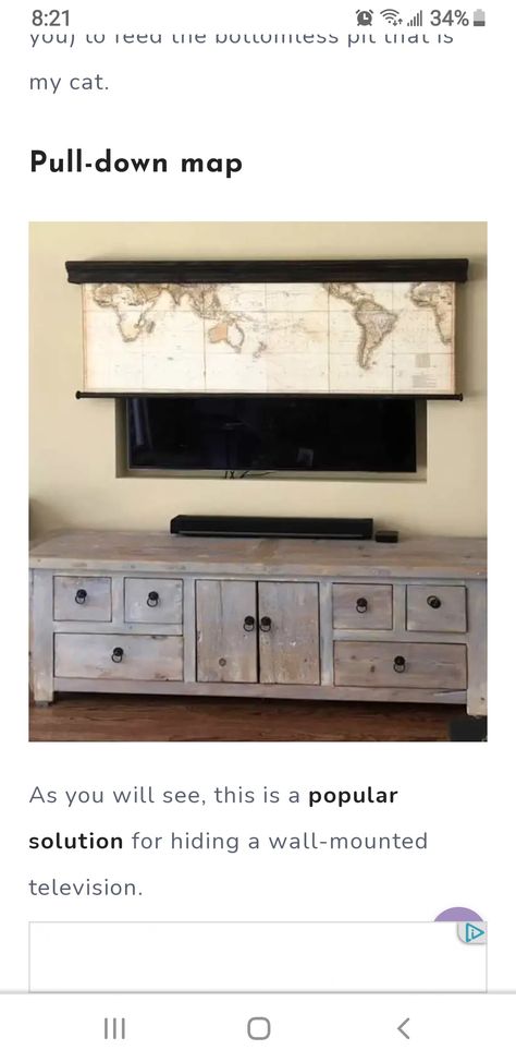 Pull Down Map, Farm Rio, Bel Air, Shutters, Room Ideas, Art Pieces, Map, Living Room, Tv