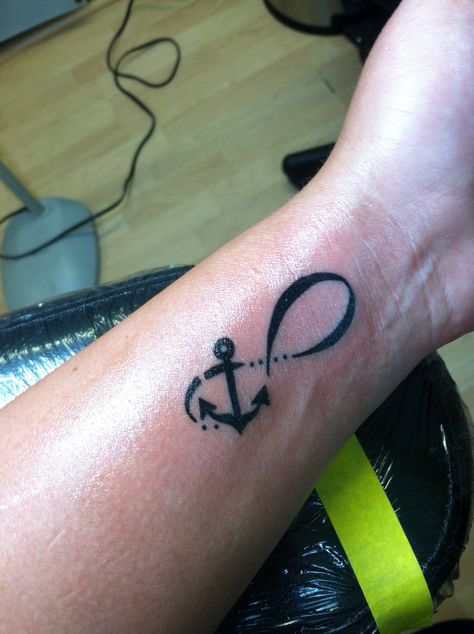 Infinity anchor tattoo, I want this to symbolize my love for my sorority and the bond i'll have with my sisters forever. I also want to get my initiation date with it too. Sister Anchor Tattoos, Infinity Tattoo Meaning, Infinity Anchor Tattoo, Faith Tattoos, Infinity Anchor, Hope Tattoo, Tattoos Infinity, Memorial Art, Anchor Tattoos