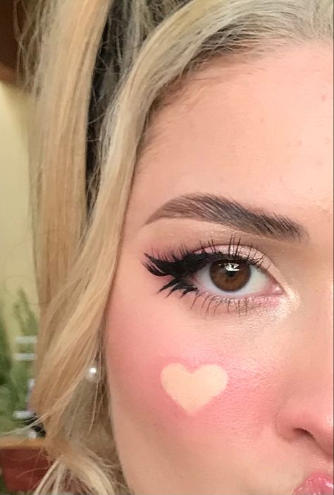 Pink makeup inspired of Star Butterfly |Valentines makeup #aesthetic #valentines #makeup #pinkmakeup #heart Makeup Hearts On Cheeks, Love Heart Makeup Looks, Blush Hearts Makeup, Heart Blush Makeup Look, Heart Cheeks Makeup, Pink Makeup Looks Hearts, Heart On Nose Makeup, Heart Pink Makeup, Cute Heart Makeup Looks