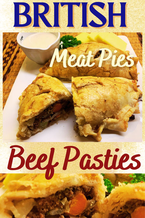 Hearty, full-lunch of beef and veggies in the flakiest hand-held crust! A delicious British tradition! #britishpastiesmeatpies #bestbritishpastiesmeatpies #easybritishpastiesmeatpies #bestcrustforpasties #bestcrustforbritishmeatpies #easybritishpastiesforfamily #bestbritishpastiesforcompany #britishmeatpiesforpicnics #britishpastiemeatpiesforsnacks #internationalmeatpies #britishhandheldmeatpies #favoritebritishbeefpierecipes #beefandveggymeatpies #meatpieswithonioncarrotsandpotatoes Ground Beef Pasties, Beef Pasties Recipes, Cornish Beef Pasties 12 Tomatoes, Pasty Recipe Beef, English Pasties, Cornish Beef Pasties, English Meat Pie, Scottish Meat Pie Recipe, British Meals