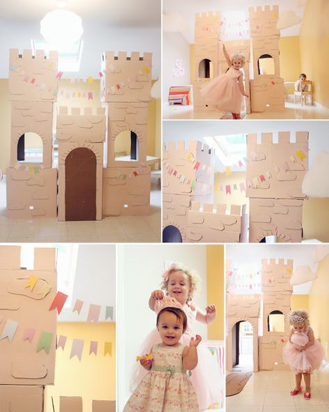 Just so you know…This is a LONGG post LOADED with DIY ideasand Fun Party Details. You’ve been warned. :)My Girls recently turned 1 and 3! (ahh! still in shock.)I love putting together t… Cardboard Castle, Cardboard Diy, Knight Party, Princess Theme, Princess Castle, Princess Birthday Party, Princess Birthday, Princess Party, Party Inspiration