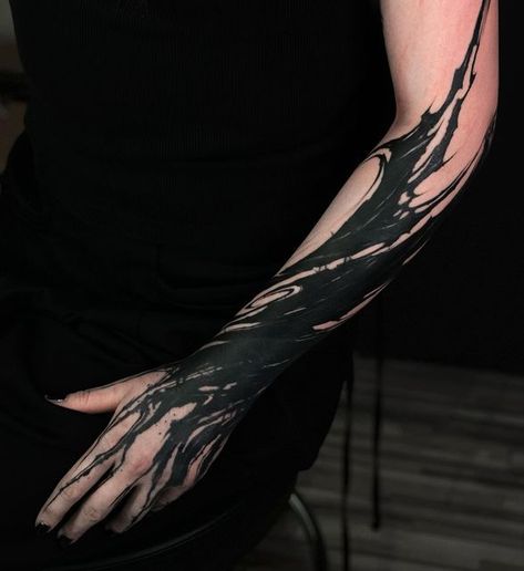 DAAAMNJ on Instagram: "⚫️" Space Tattoo Designs, Voll Arm-tattoos, Dark Mark Tattoos, Black Sleeve Tattoo, Negative Space Tattoo, Abstract Tattoo Designs, Blackout Tattoo, Fantasy Tattoos, Elbow Tattoos