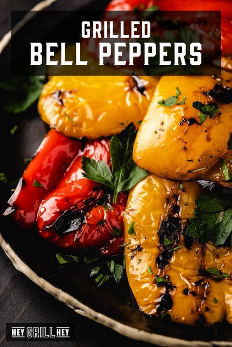 Zesty Grilled Peppers - Hey Grill, Hey Grilled Peppers Recipe, Peppers On The Grill, Grilled Bell Peppers, Hey Grill Hey, Grilled Vegetable Recipes, Bbq Side Dishes, Grilled Peppers, Grill Time, On The Grill