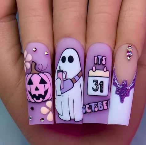 Alice In Wonderland Nails, Unghie Nail Art, Cute Halloween Nails, Dope Nail Designs, Long Square Acrylic Nails, Trendy Nail Art, Halloween Nail Designs, Halloween Nail, Square Acrylic Nails