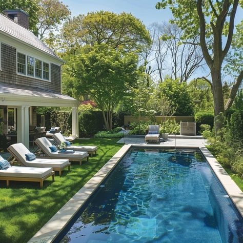 Owens • Instagram Pretty Pools, Hamptons Pool, Small Pools Backyard, Country Pool, Landscaping Around Pool, Oval Pool, Backyard Pool Landscaping, Outside Patio, Small Pools