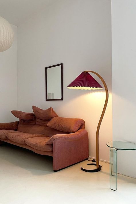 Caprani Lamp, Gallery Apartment, Maralunga Sofa, Curved Floor Lamp, Maximalist Interior, Vico Magistretti, Mid Century Modern Style, Interior Inspo, Apartment Living