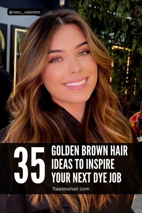 Caramel Golden Brown Balayage Rich Golden Brown Hair, Honey Dark Brown Hair, Golden Dark Brown Hair, Golden Caramel Hair Color, Dark Gold Hair, Light And Dark Brown Hair, Brown Gold Hair, Golden Brown Hair Honey, Medium Golden Brown Hair Color