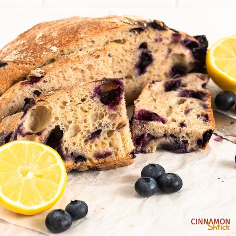 Lemon Blueberry Sourdough Bread Lemon Blueberry Sourdough, Lemon Sourdough, Fermented Grains, Bread Rustic, Sourdough Lemon, Blueberry Sourdough, Sourdough Bread Recipes, Baked Appetizers, Bread Scoring