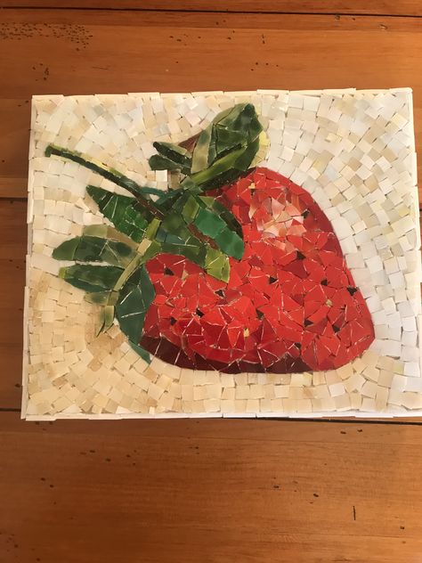 Strawberry Mosaic, Artisan Stone Tile, Tile Mosaic Art, Mosaic Windows, Mosaic Art Diy, Paper Mosaic, Bottle Cap Art, Mosaic Art Projects, Mosaic Tile Art