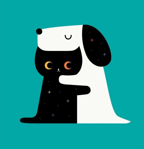 By #andywestface on instagram #illustration #cat #dog #hug Andy Westface, Cat And Dog Drawing, Hug Illustration, Cute Hug, Cat Hug, Art Painting Tools, Diy Abstract Canvas Art, Dog Vector, To Be Kind