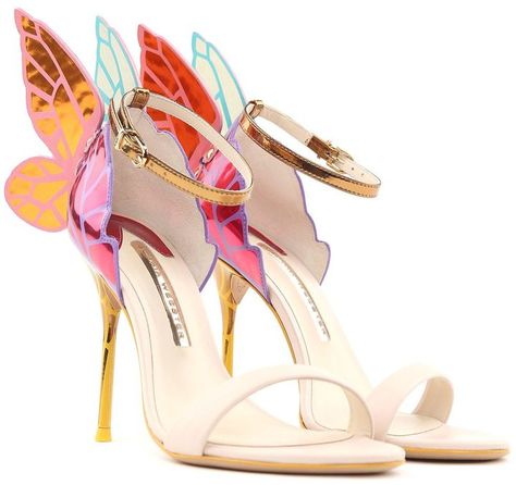 Sophia Webster Chiara Butterfly-wing Leather Sandals Sophia Webster Chiara, Nude Heeled Sandals, Butterfly Heels, Sophia Webster Shoes, Butterfly Sandals, Butterfly Shoes, Strappy Leather Sandals, Leather Sole Shoes, Leather Strap Sandals