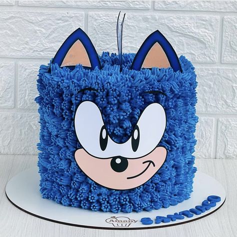 Sonic Smash Cake, Sonic Party Cake, Sonic Hedgehog Birthday Ideas, Simple Sonic Cake, Sonic Birthday Cakes, Sonic The Hedgehog Birthday Party Cake, Sonic Cake Ideas, Sonic Cakes For Boys, Sonic Birthday Party Ideas