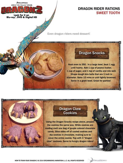 Dragon Snacks and Cookie Recipes - How to Train Your Dragon 2 Dragon Snacks, Dragon Recipe, Cartoon Recipe, Disney Themed Food, Disney Movie Night Dinner, Movie Night Dinner, Disney Dishes, Pumpkin Stencils, Disney Dinner