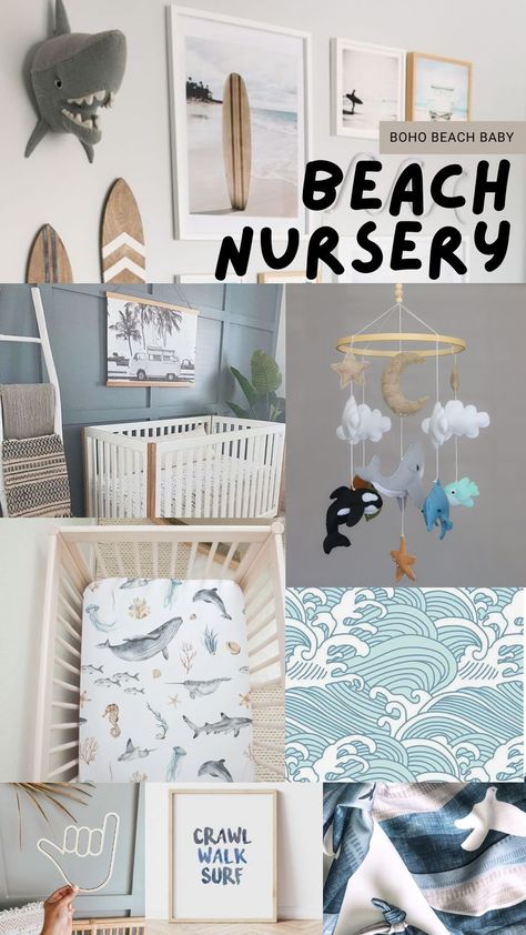 Beach Baby Rooms, Ocean Baby Rooms, Beach Theme Nursery, Ocean Room Decor, Ocean Nursery Decor, Ocean Themed Nursery, Beach Nursery, Boy Nursery Themes, Sea Nursery