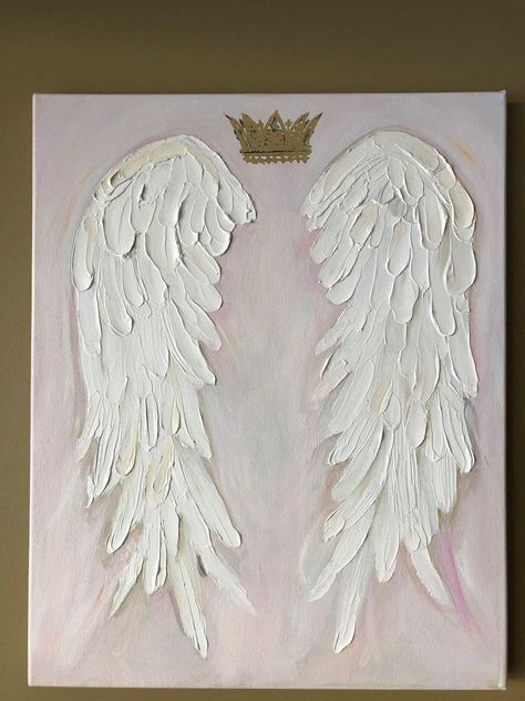 Crown Nursery, Wings Painting, Crown Painting, Akiane Kramarik, Angel Wings Painting, Angel Wings Wall Decor, Angel Wings Art, Diy Angels, Angel Wings Wall