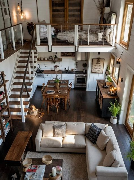 House Interior Layout, Tiny House Living Room, Loft House Design, Interior Layout, Loft Interior Design, Tiny House Loft, Tiny House Layout, Tiny House Inspiration, Loft Interiors