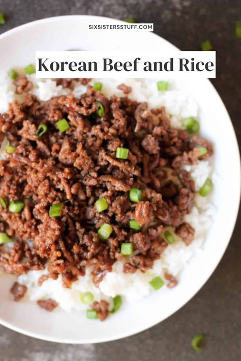 Easy Korean Beef Recipe, Korean Beef And Rice, Korean Beef Recipes, Healthy Rice Recipes, Yummy Bites, Crispy Beef, Rice Dinner, Korean Beef, Beef And Rice