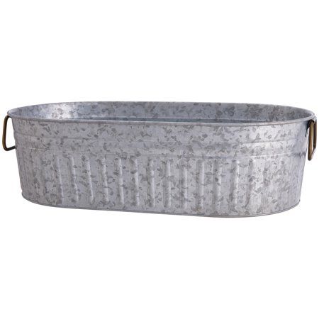 Better Homes & Gardens Galvanized Steel Oval Tub Image 1 of 4 Rustic Country Bathroom, Drink Dispenser Stand, Oval Tub, Galvanized Decor, Galvanized Tub, Metal Tub, Ice Storage, Beverage Tub, Steel Tub