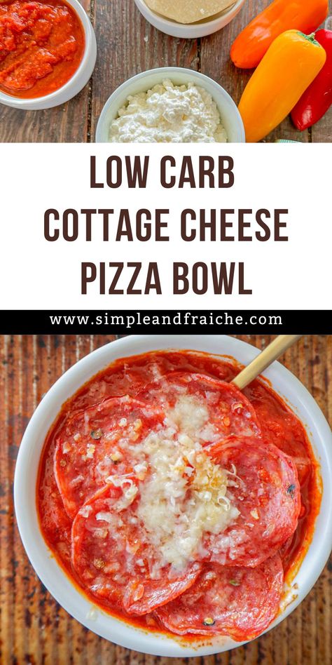 This Cottage Cheese Pizza Bowl combines the creamy texture of whipped cottage cheese paired with your favorite pizza toppings, all nestled in a perfectly baked bowl – it's a match made in heaven that will satisfy your pizza cravings. Cottage Cheese Combos, Cottage Cheese Pizza Bowl, Whipped Cottage Cheese, Cottage Cheese Bowls, Low Calorie Recipes Dinner, Pizza Bowl, Delicious Pizza Recipes, Turkey Pepperoni, Craving Pizza